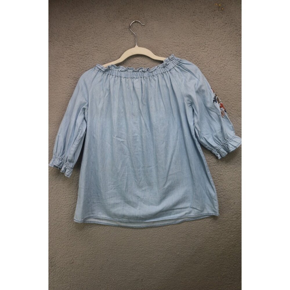 August Winds 3/4 Sleeve Embroidered Floral Top-Small-Cottagecore-BOHO - Picture 8 of 10